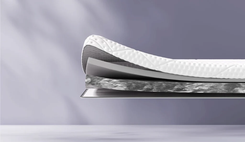 emma diamond mattress topper is shown into its four layer in a hd image